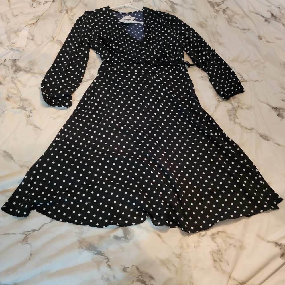 1950s vintage style black & white polka dot dress